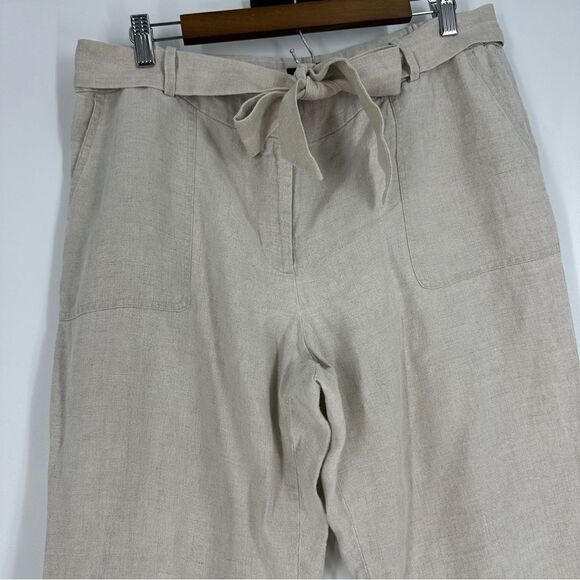TALBOTS Women’s Light Tan Linen Wide Leg Trouser Pants Sz 14 Petite - Picture 4 of 6